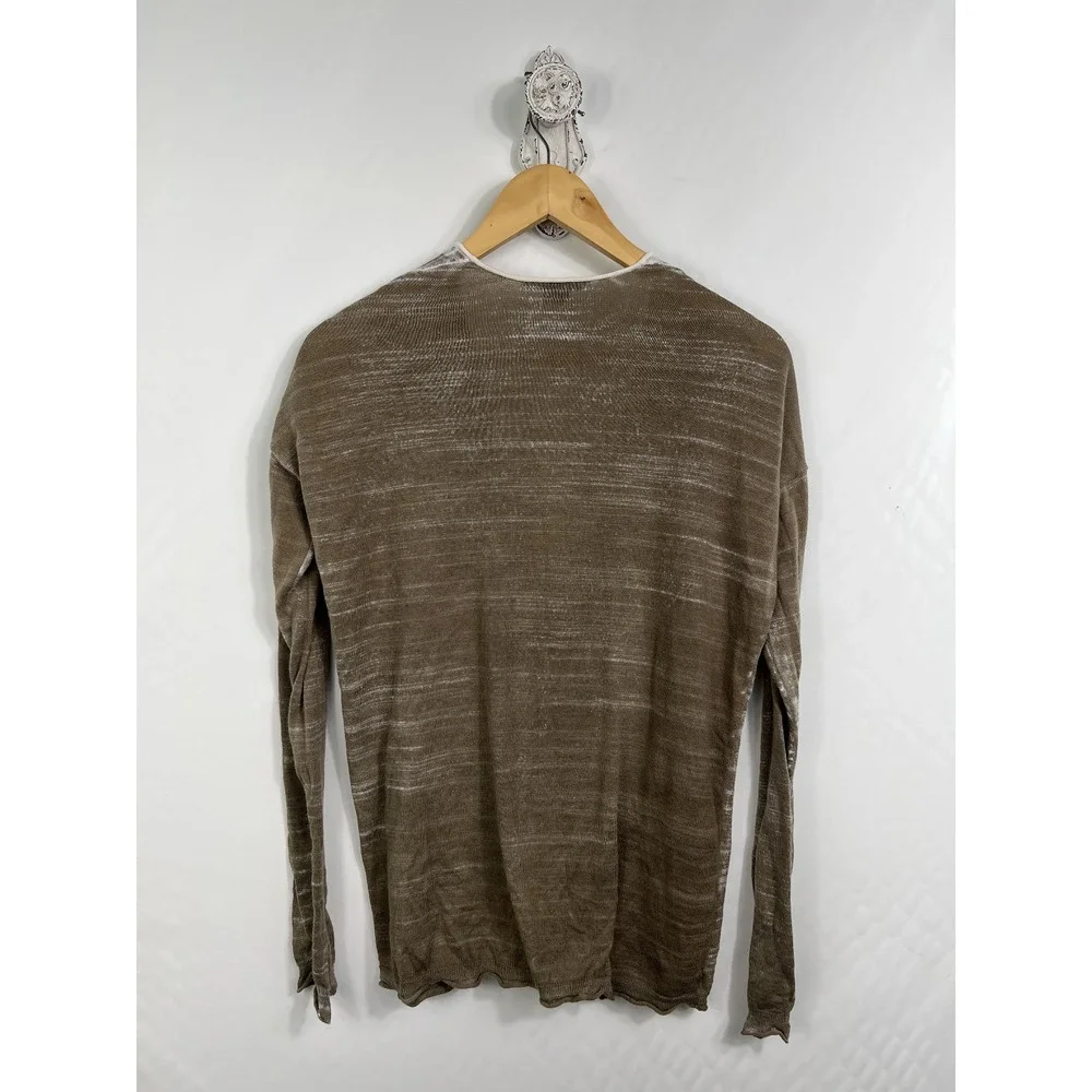 Armani Exchange Cardigan Women S Brown Slub Knit‎ V-Neck Lightweight Pockets AX